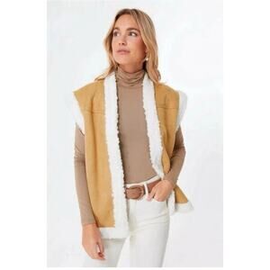 TUCKERNUCK Hyacinth House Tan Faux Suede‎ Shearling Crosby Vest M Boho Western